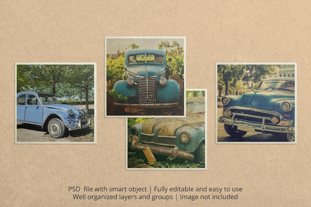 PSD vecchio design di mockup di foto vintage