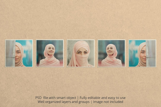 PSD vecchio design di mockup di foto vintage