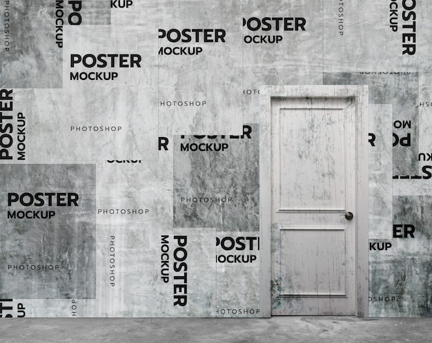 Old wall collage poster mockup realistic