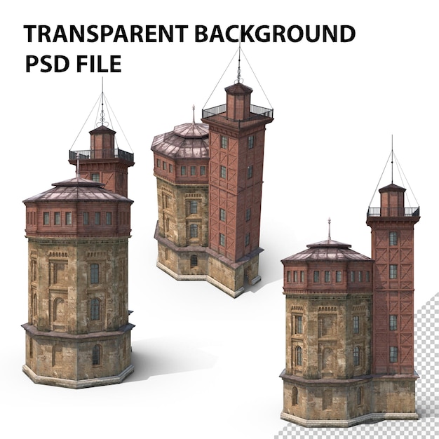 PSD png старая водонапорная башня