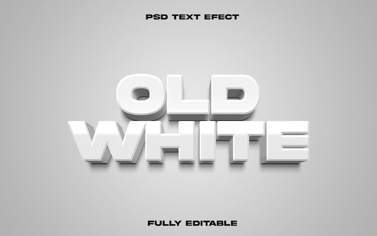 PSD old white 3d text effect