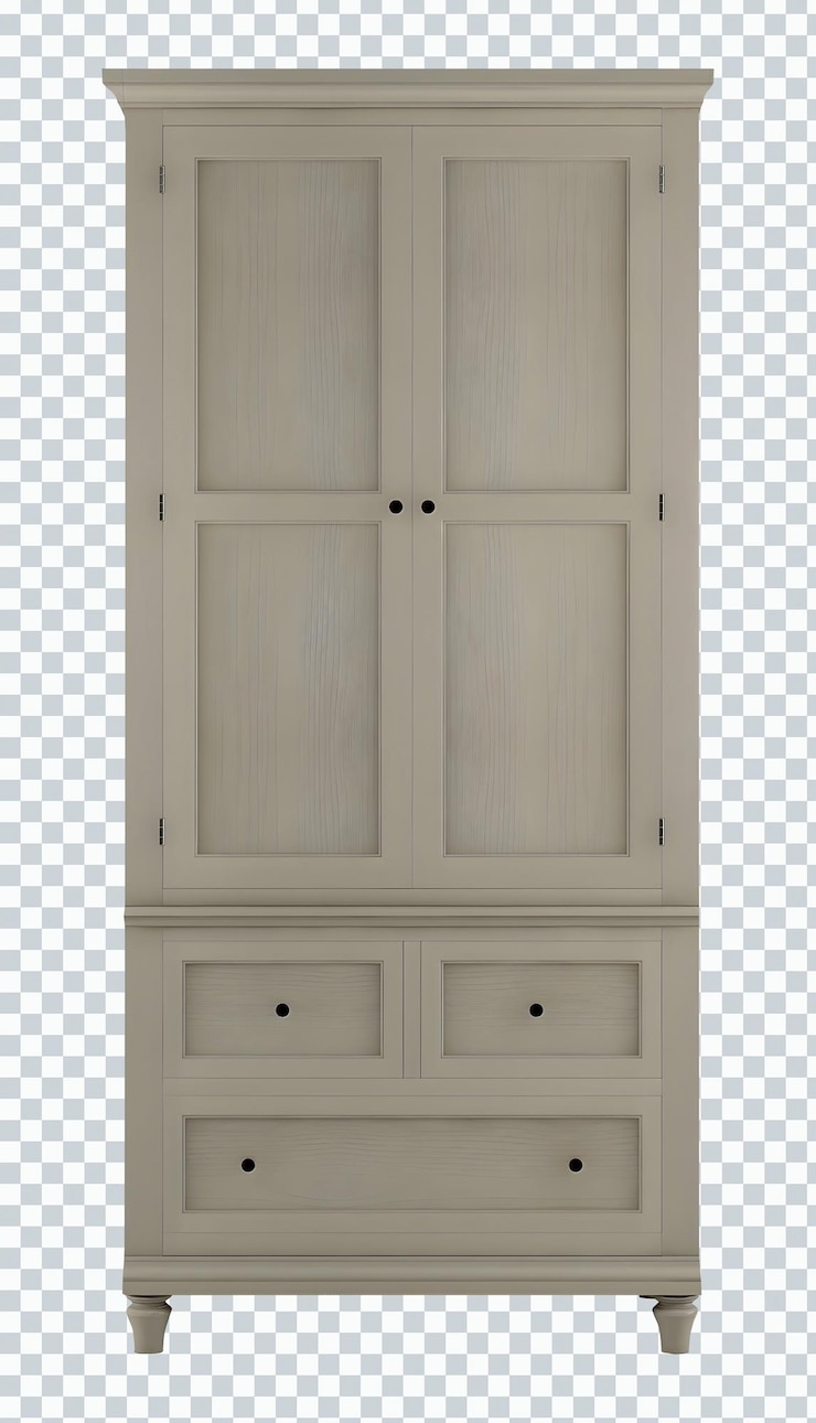 PSD old white wooden wardrobe mockup isolated. transparent.