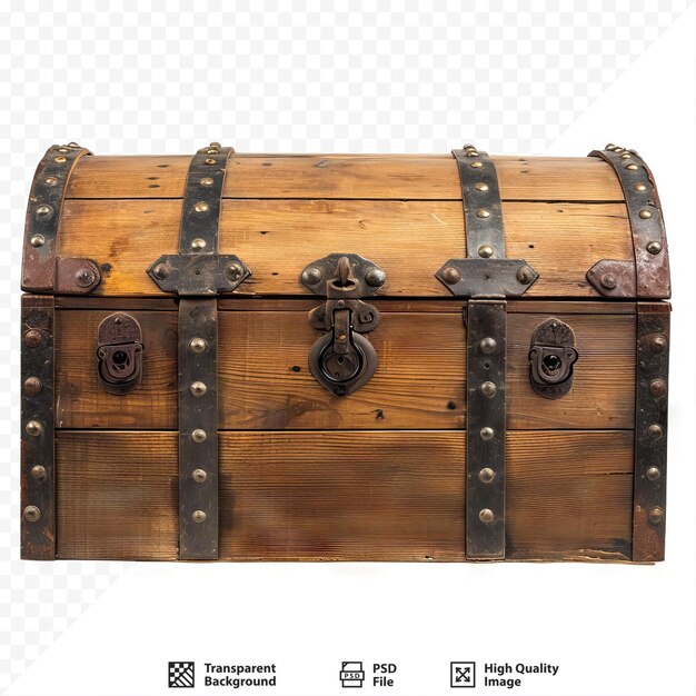 PSD old wooden chest isolated on white isolated background with clipping path