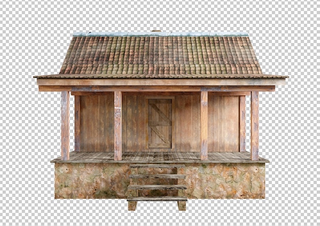 PSD old wooden farm house isolated