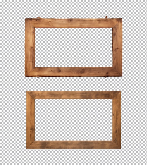 PSD old wooden rectangular frames isolated on a transparent background