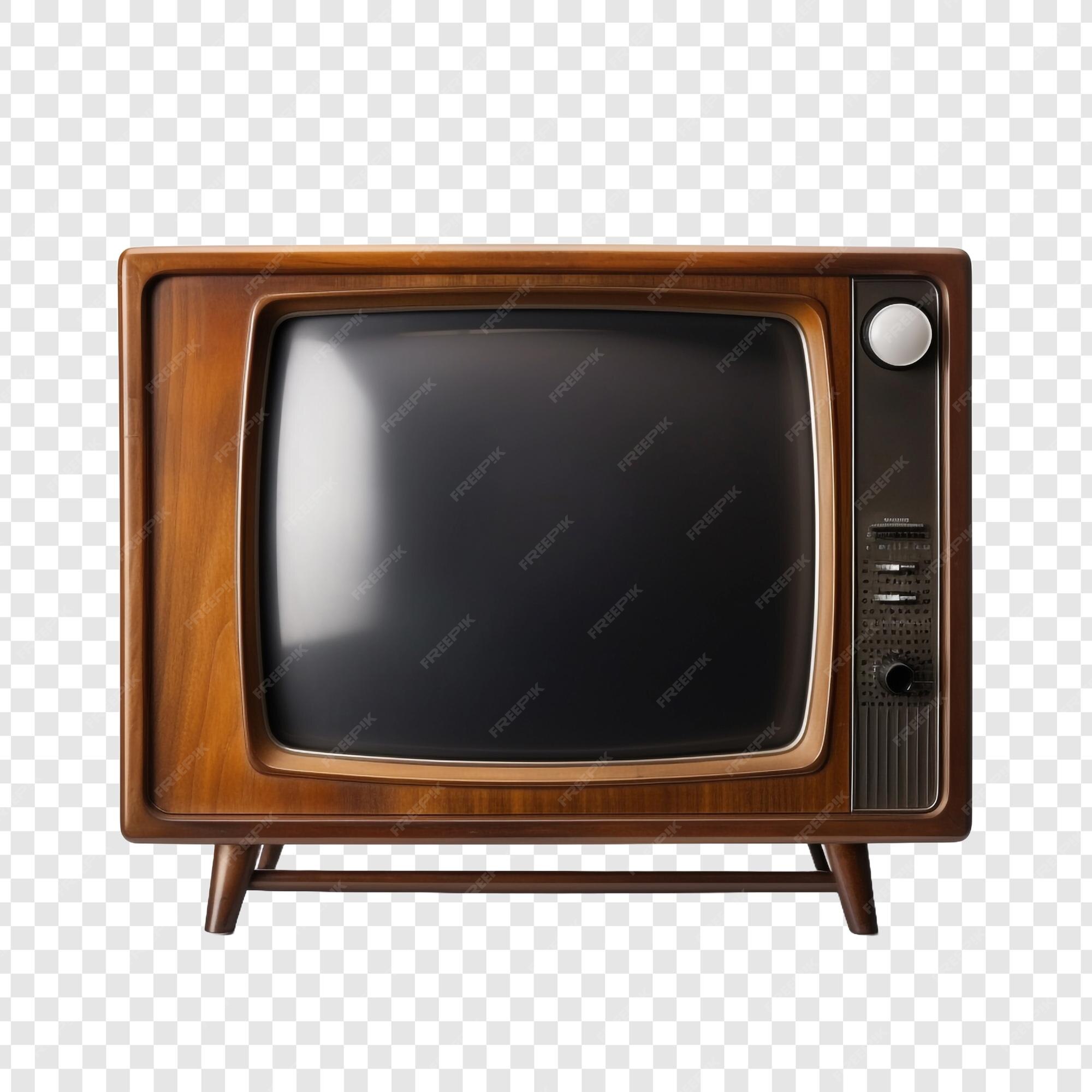 Premium PSD | Old wooden tv with static screen isolated on transparent
