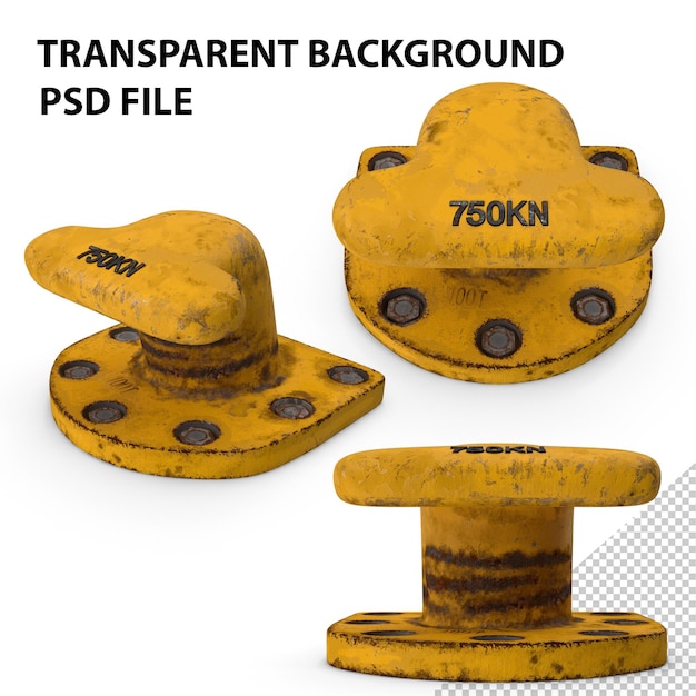 PSD old yellow mooring bollard png