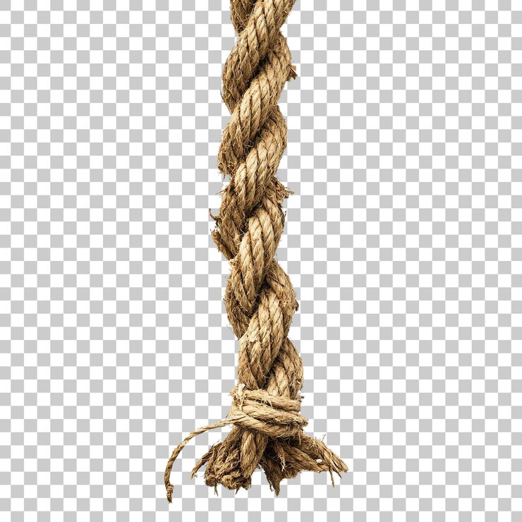 PSD oldfashioned rope with rough fraying ends and weathered look