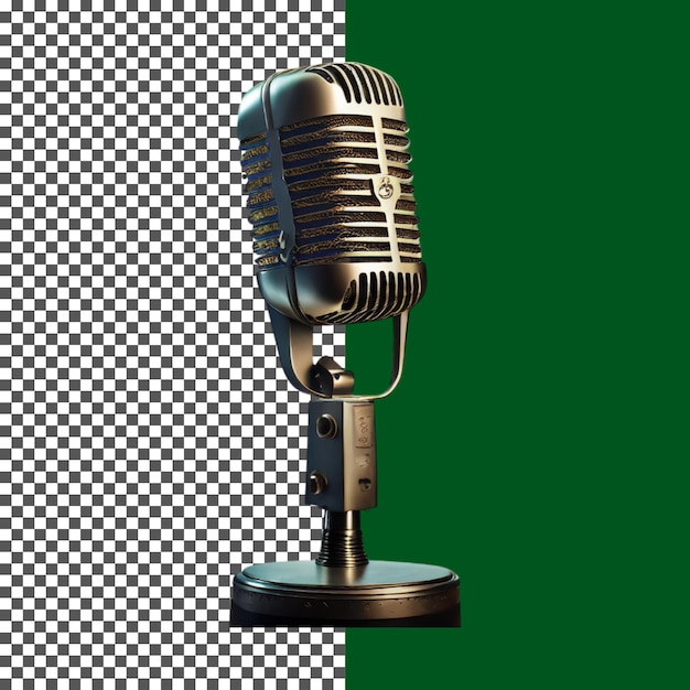 OldSchool Microphone on Stand for Radio Shows and Voiceover Work on transparent background png ps