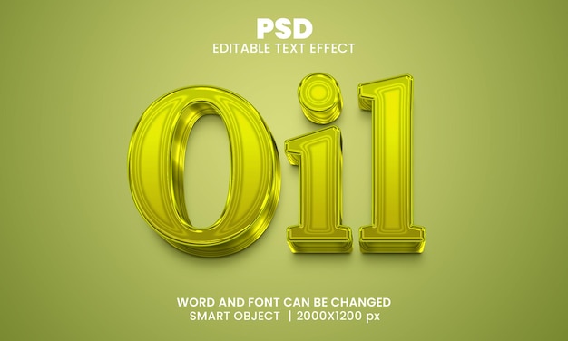 PSD olej 3d edytowalny efekt tekstowy premium psd z tłem