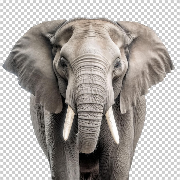 Olifant face shot geïsoleerd op transparante achtergrond