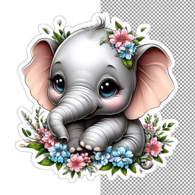 Olifant in eden bloesems en beauty sticker