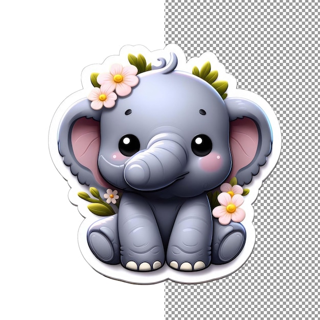 PSD olifant in eden bloesems en beauty sticker