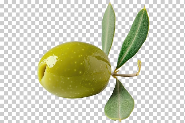 PSD olijf met een groen blad op een doorzichtige achtergrond
