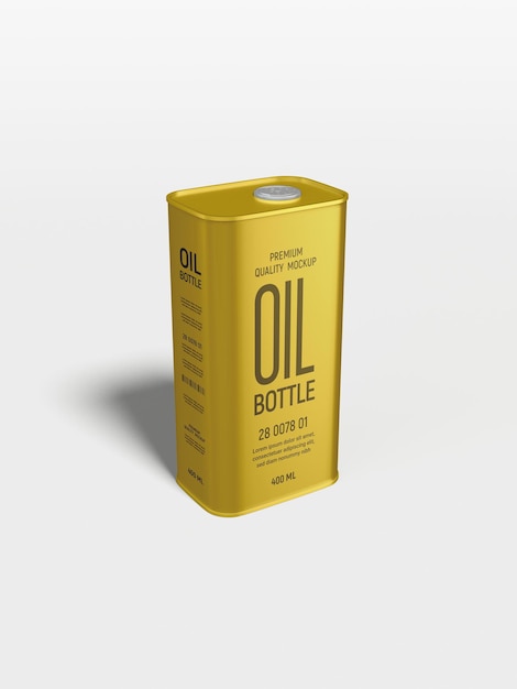 PSD olijfolie metalen blikje branding mockup