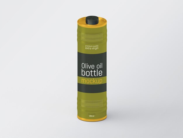 Olijfolie metalen fles mockup