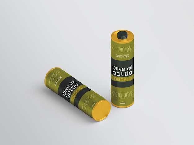 Olijfolie metalen fles mockup