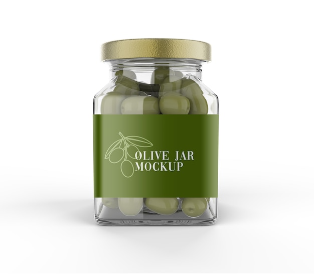 PSD olive glass realistic jar mockup