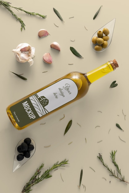 PSD bottiglia di olio d'oliva mockup