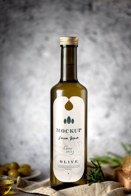 PSD olive oil bottle mockup