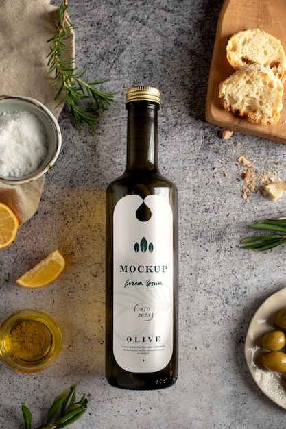 PSD olive oil bottle mockup