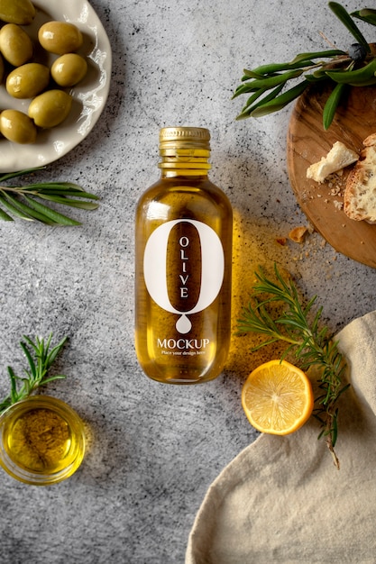 PSD bottiglia di olio d'oliva mockup
