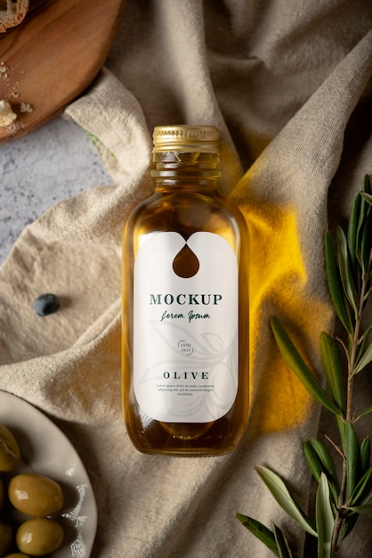 PSD bottiglia di olio d'oliva mockup