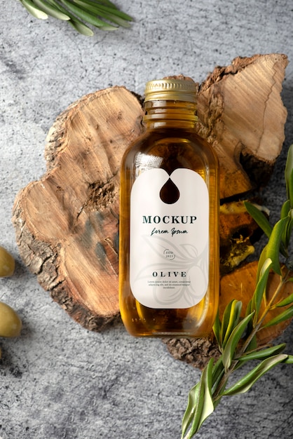 PSD olive oil bottle packaging mockup