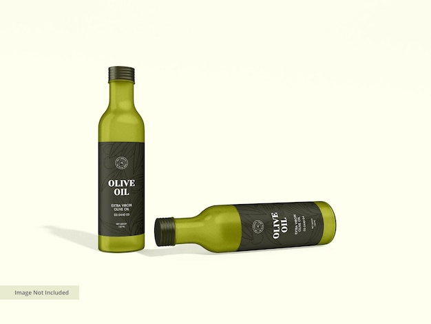 Olive oil glass bottle branding mockup