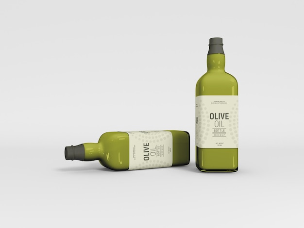 Olive Oil Glass Bottle Packaging Mockup