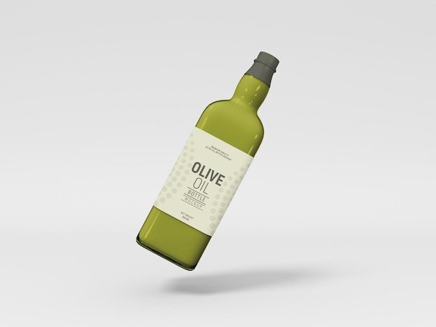 Olive oil glass bottle packaging mockup