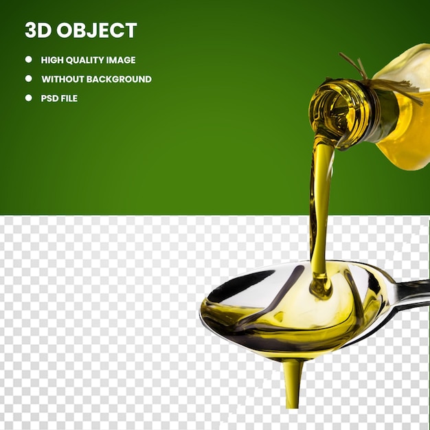 PSD olive oil pouring on spoon