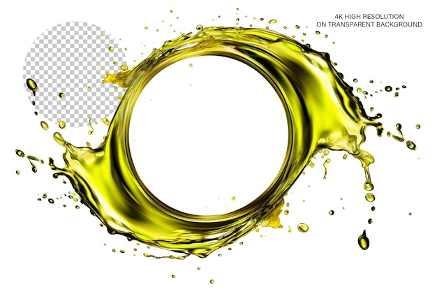 PSD olive oil splash arranged in circle isolated on transparent background