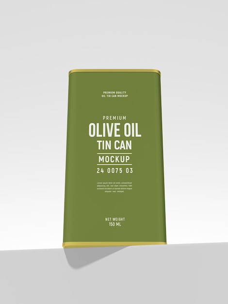 Olive oil tin can packaging mockup