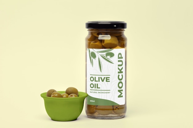 PSD olive packaging mockup design