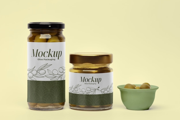 PSD olive packaging mockup design