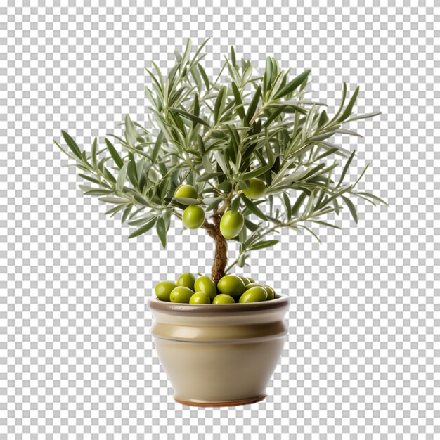 PSD olive tree in a pot isolated on transparent background