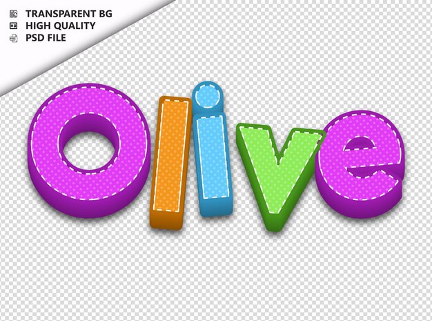 PSD olive typography text colorful craft spring psd transparent