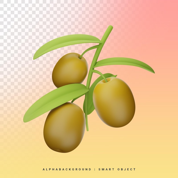 Olives 3d icon illustration