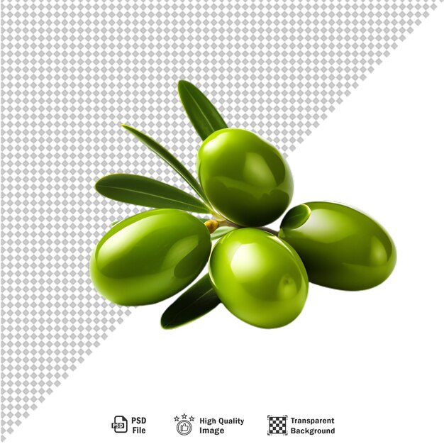 PSD olives with leaves isolated on transparent background