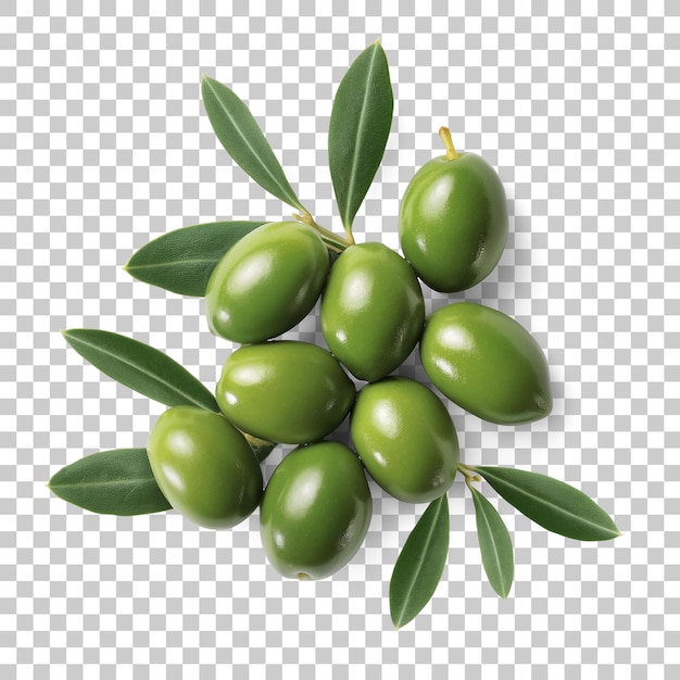 PSD olive con foglie d'oliva isolate cibo sano e biologico png generato dall'ai trasparente con ombra