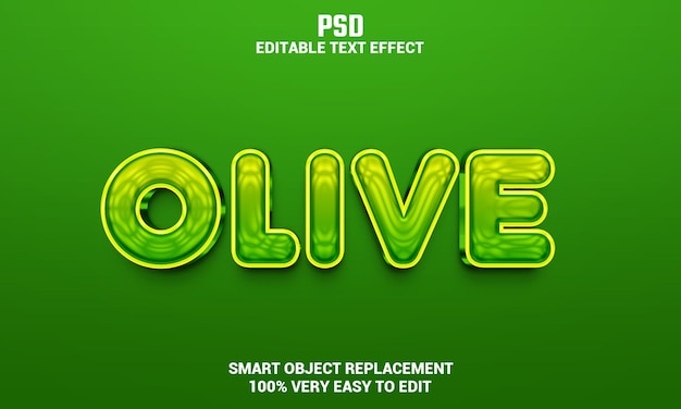 PSD oliwkowy 3d edytowalny efekt tekstowy z tłem premium psd