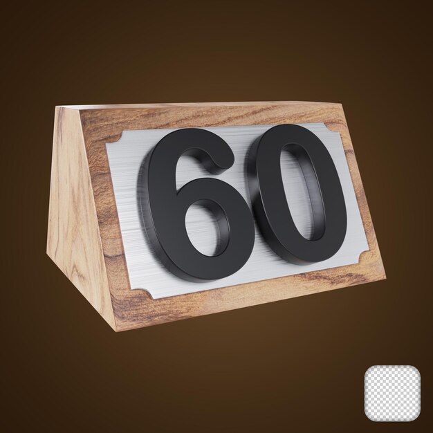 Olympia houten tafel nummer 60 tekens 3d illustratie