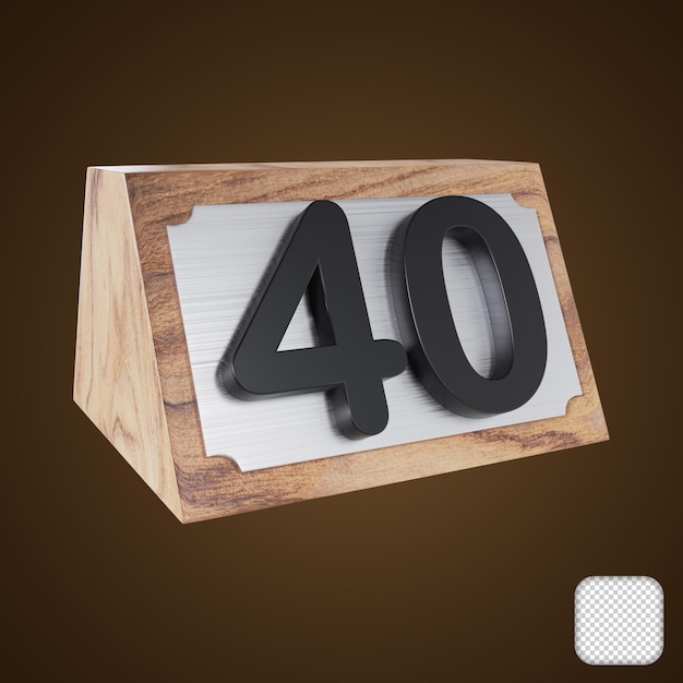 olympia wooden table number 40 signs 3d illustration