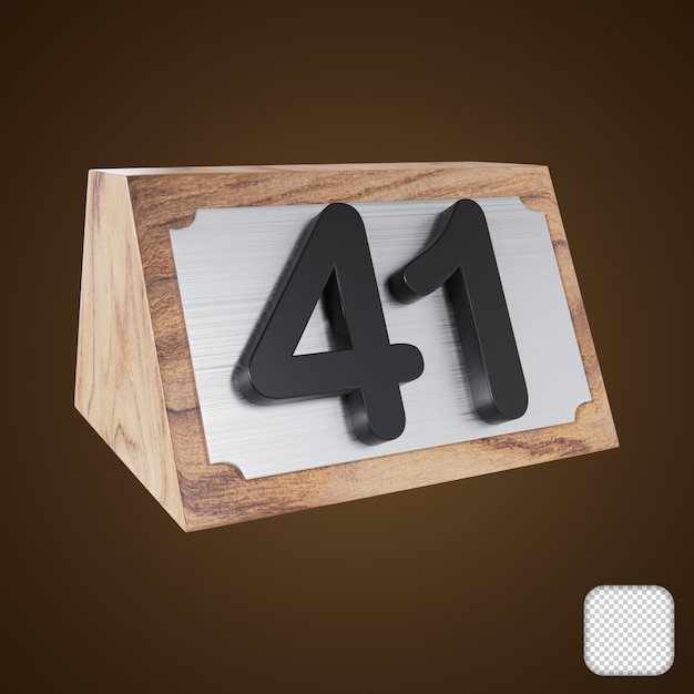 olympia wooden table number 41 signs 3d illustration