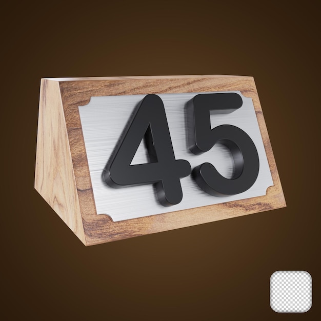 olympia wooden table number 45 signs 3d illustration