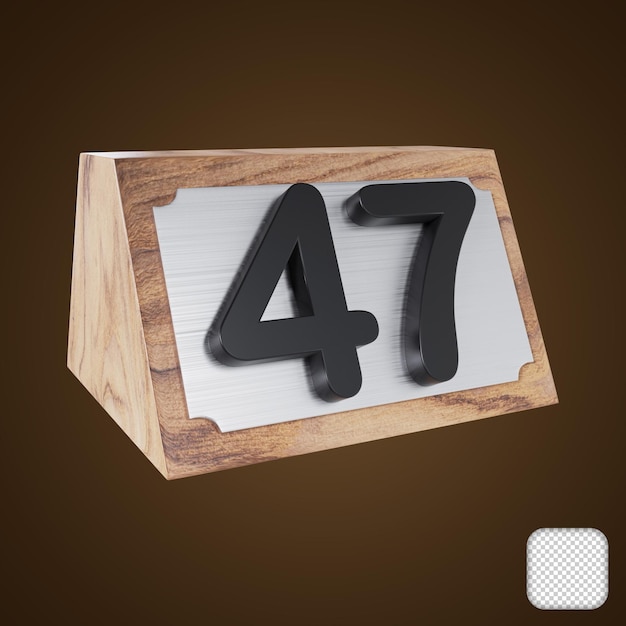 olympia wooden table number 47 signs 3d illustration