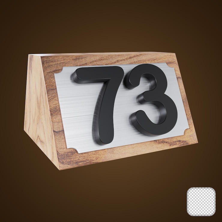 PSD olympia wooden table number 73 signs 3d illustration