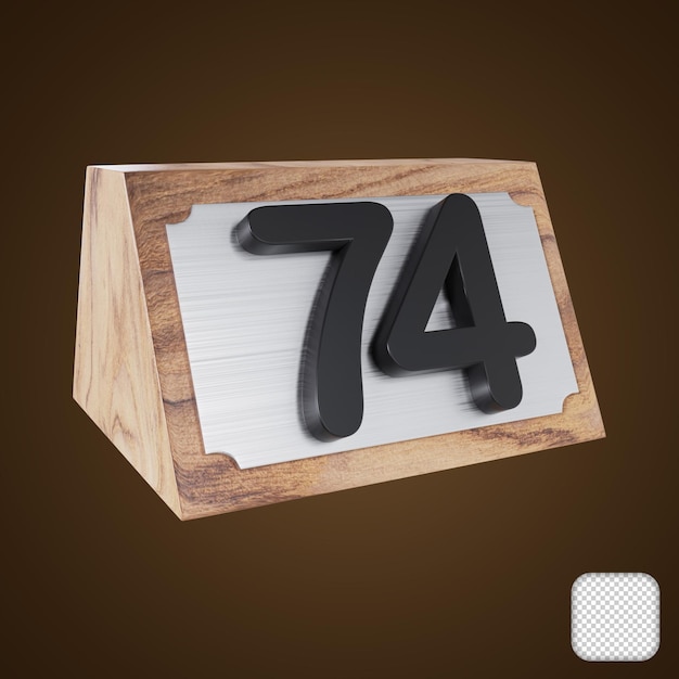 olympia wooden table number 74 signs 3d illustration