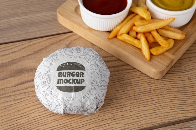 PSD om het mockup van de hamburgerdoos te bekijken